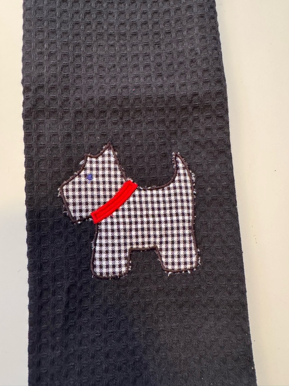 NEW Black Scottie Dog Appliqué Kitchen Towel Scottish terrier Made to order - Picture 3 of 5
